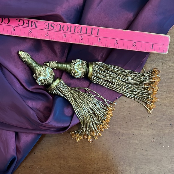 Gold Braided Beaded Tassels - Picture 3 of 3